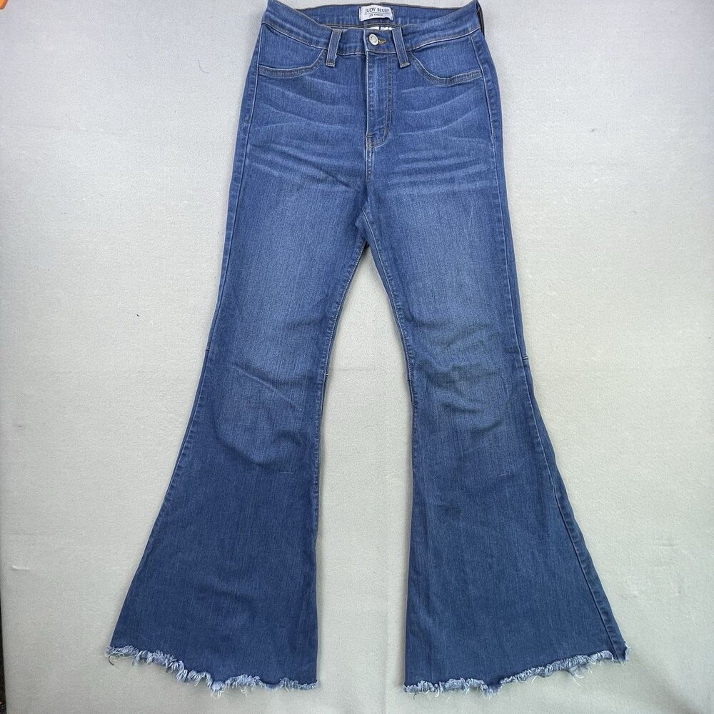 Judy Blue Jeans Women’s Size 7/28 Memphis Hi-Waist Flare Bell Bottom Raw Hem